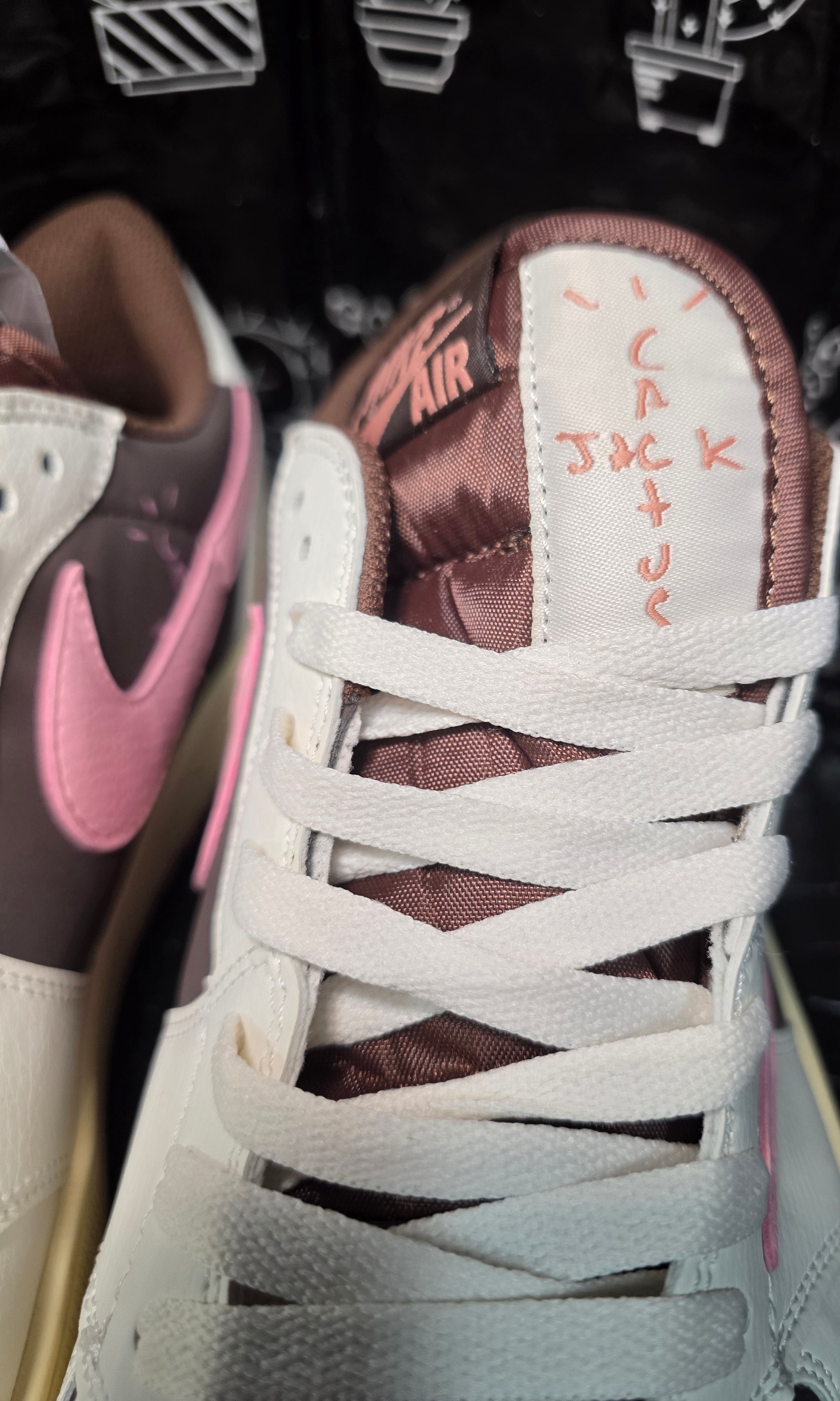 Jordan 1 Low “Travis Scott" Inspired Design – Cream, Brown & Pink.  "Fantasy" Colorway — US 11 — New