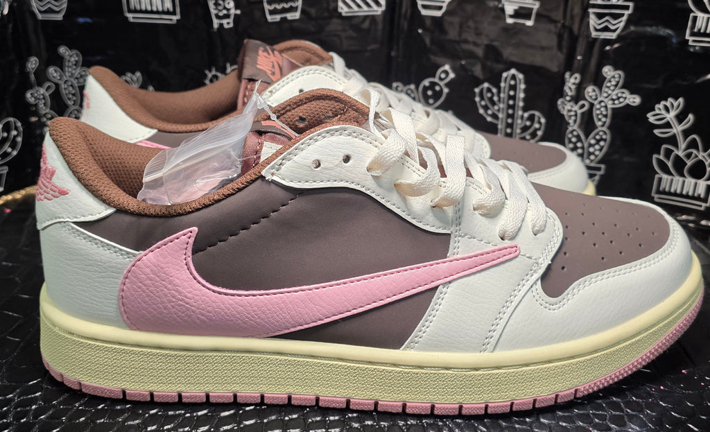 Jordan 1 Low “Travis Scott" Inspired Design – Cream, Brown & Pink.  "Fantasy" Colorway — US 11 — New