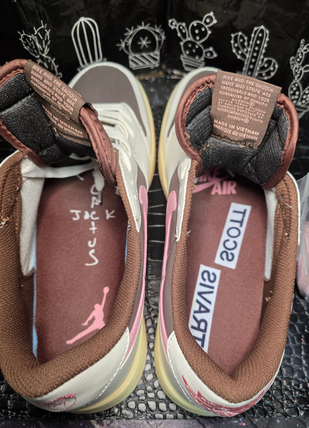 Jordan 1 Low “Travis Scott" Inspired Design – Cream, Brown & Pink.  "Fantasy" Colorway — US 11 — New