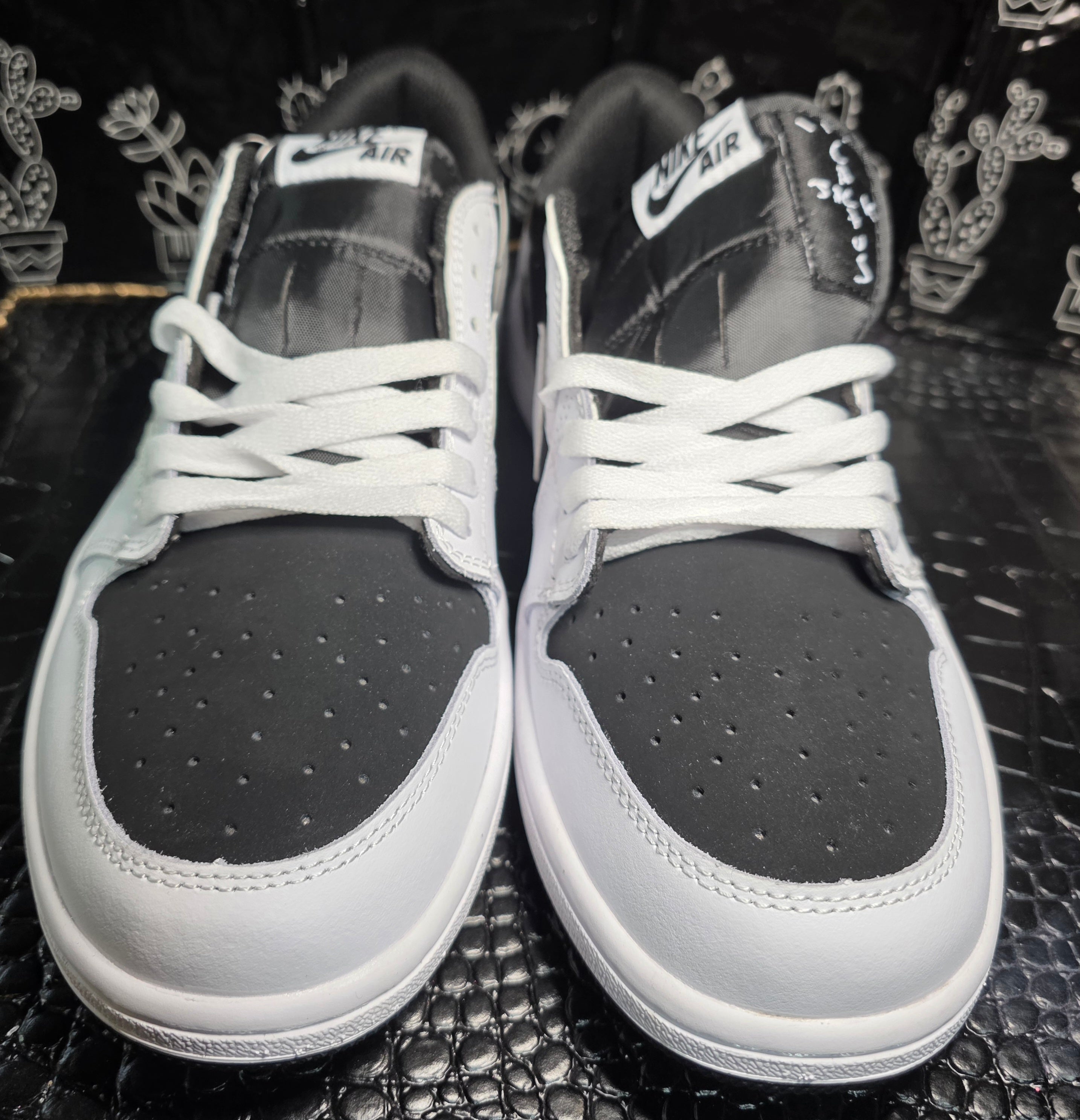 Jordan 1 Low “Travis Scott" inspired styling – "Pandas.”  Fantasy Build — Top Mid Tier — US 11 — New