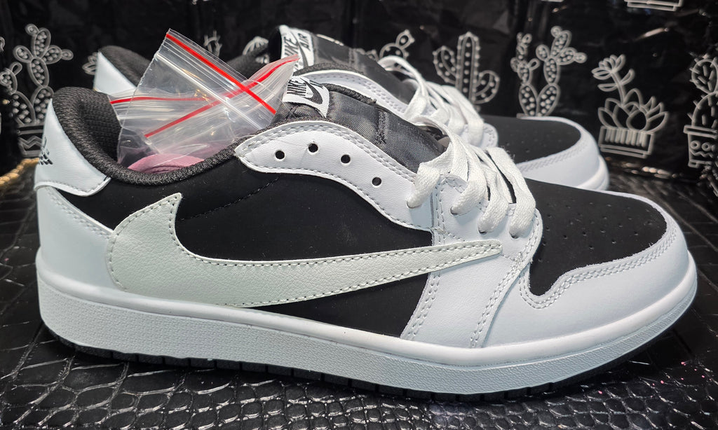 Jordan 1 Low “Travis Scott" inspired styling – "Pandas.”  Fantasy Build — Top Mid Tier — US 11 — New