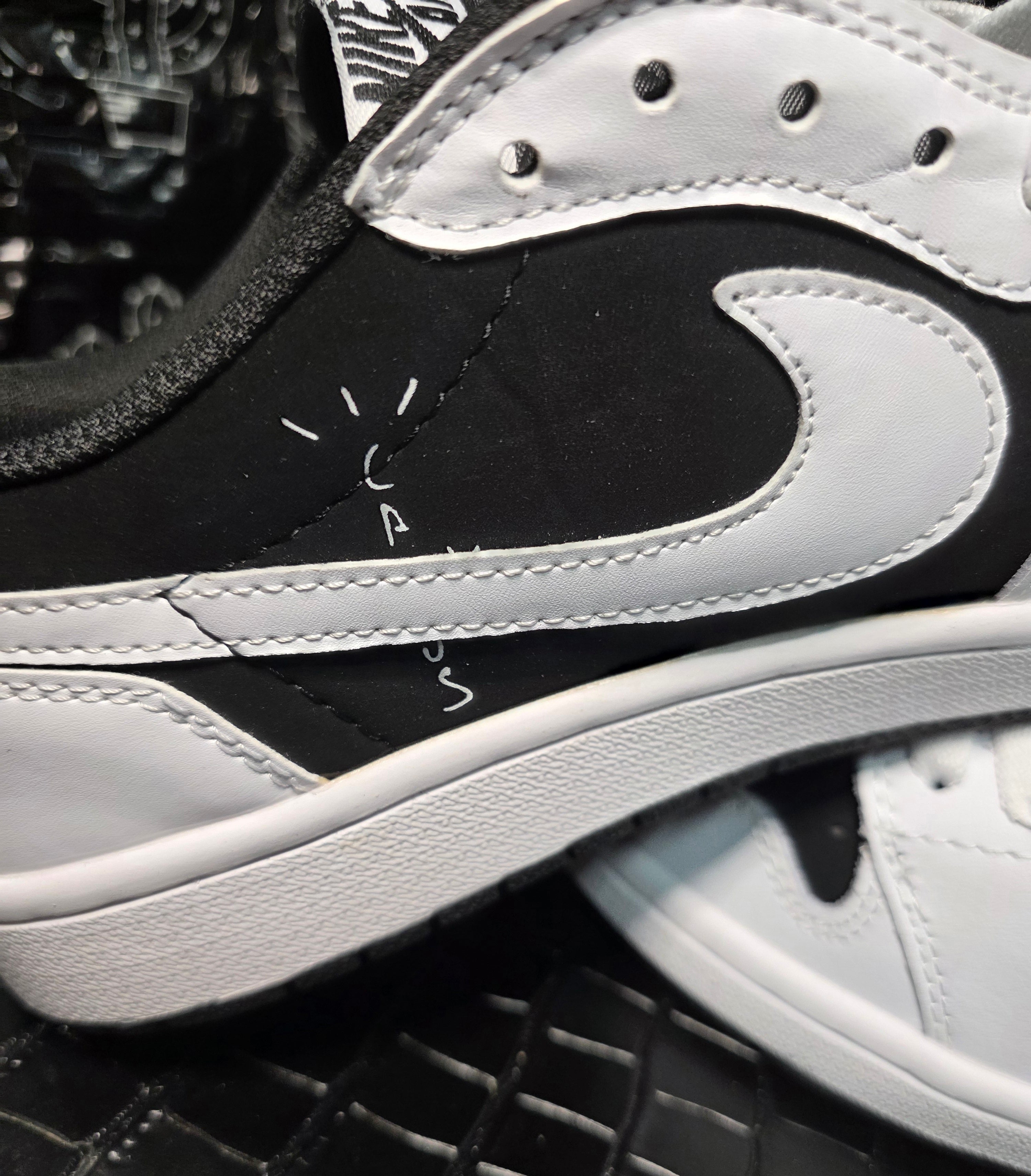 Jordan 1 Low “Travis Scott" inspired styling – "Pandas.”  Fantasy Build — Top Mid Tier — US 11 — New