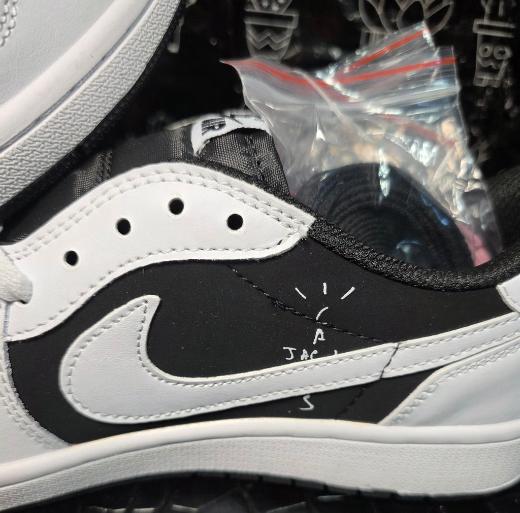 Jordan 1 Low “Travis Scott" inspired styling – "Pandas.”  Fantasy Build — Top Mid Tier — US 11 — New