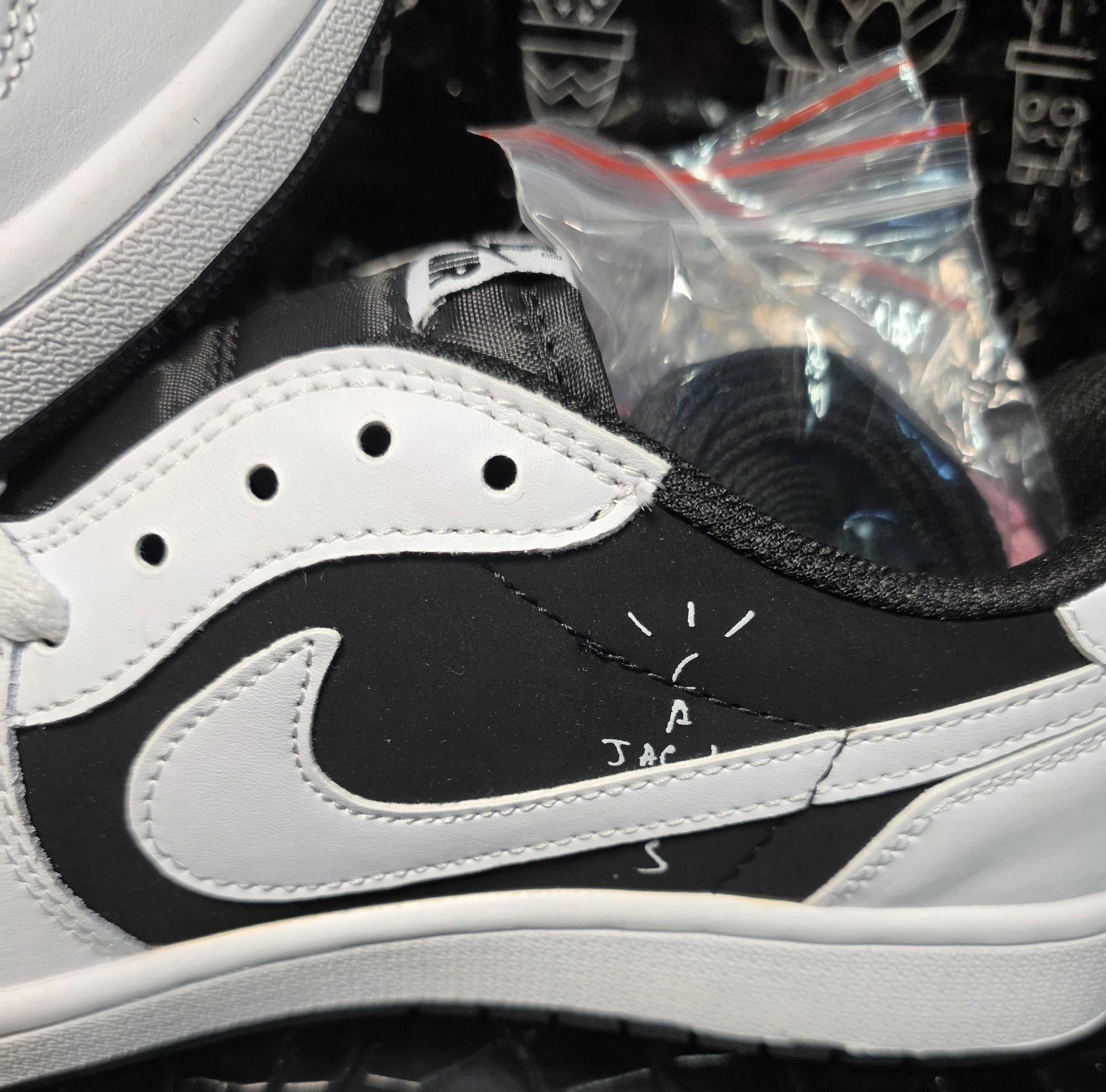 Jordan 1 Low “Travis Scott" inspired styling – "Pandas.”  Fantasy Build — Top Mid Tier — US 11 — New