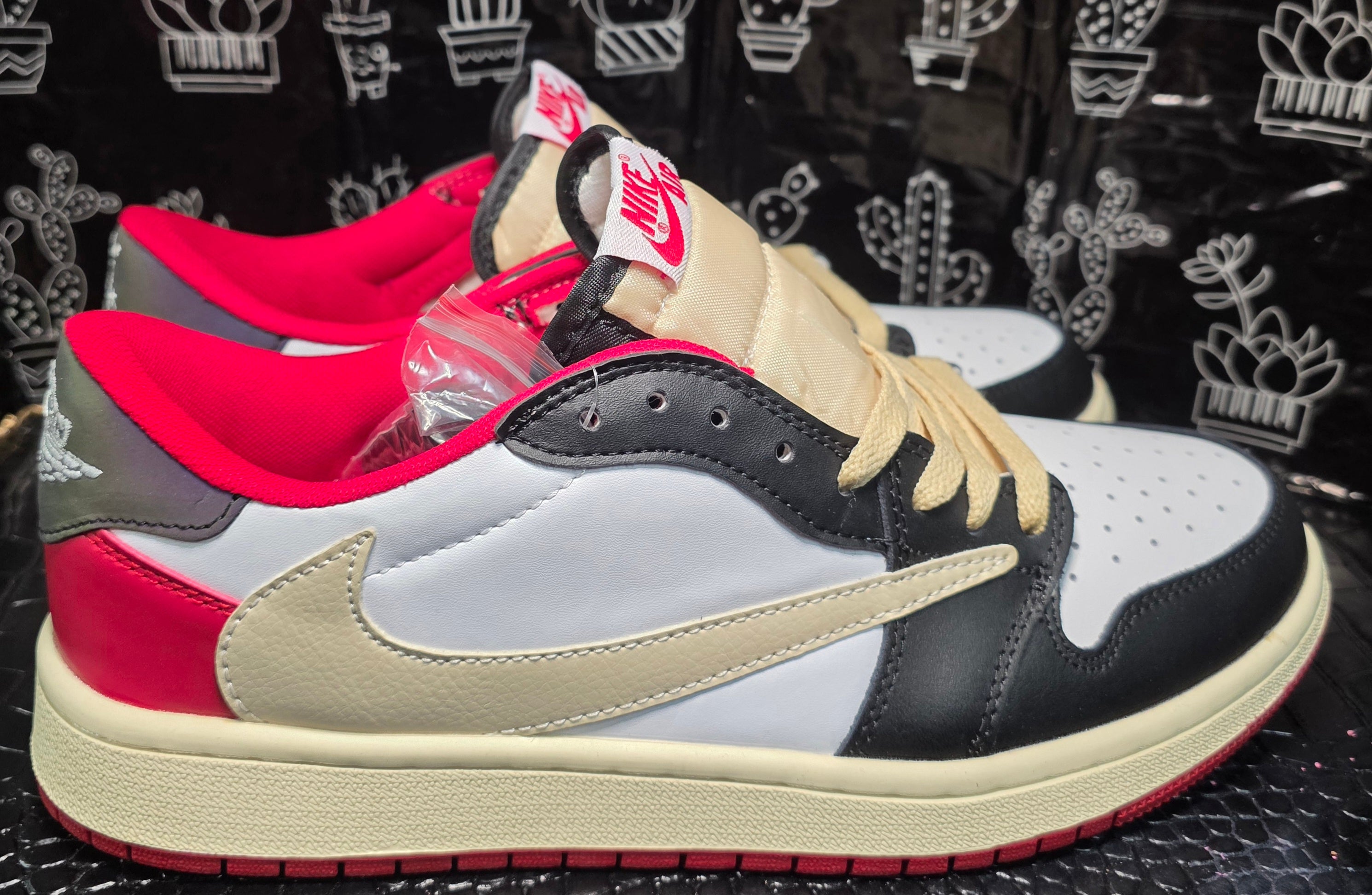 Jordan 1 Low “Travis Scott × Fragment Inspired Design – Red &amp; Black”  Fantasy Colorway US — 11 & 12 — New