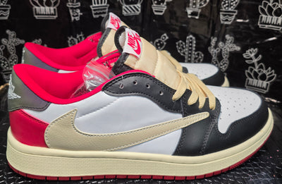 Jordan 1 Low “Travis Scott × Fragment Inspired Design – Red & Black”  Fantasy Colorway US — 11 & 12 — New