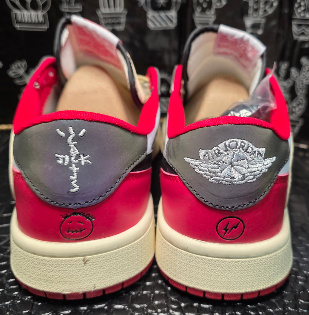 Jordan 1 Low “Travis Scott × Fragment Inspired Design – Red &amp; Black”  Fantasy Colorway US — 11 & 12 — New