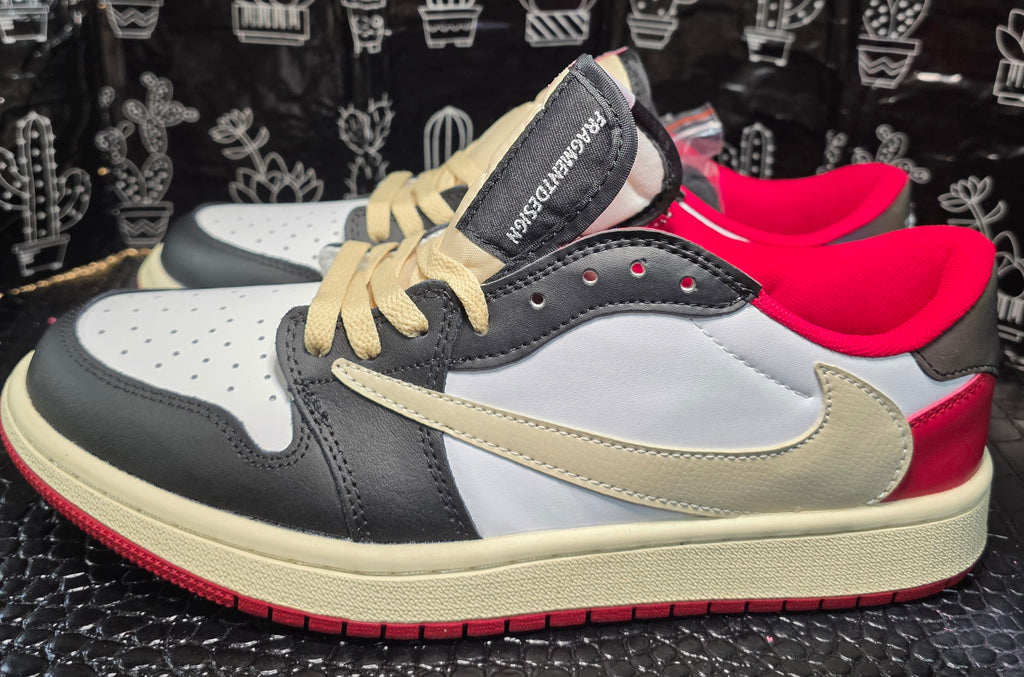 Jordan 1 Low “Travis Scott × Fragment Inspired Design – Red &amp; Black”  Fantasy Colorway US — 11 & 12 — New