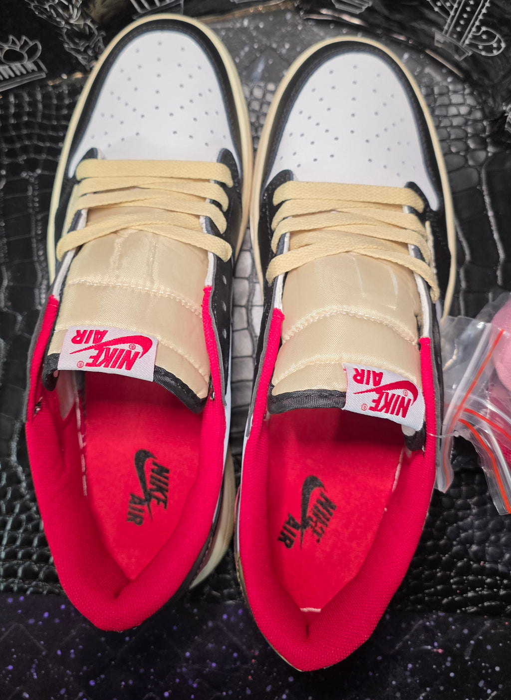 Jordan 1 Low “Travis Scott × Fragment Inspired Design – Red &amp; Black”  Fantasy Colorway US — 11 & 12 — New