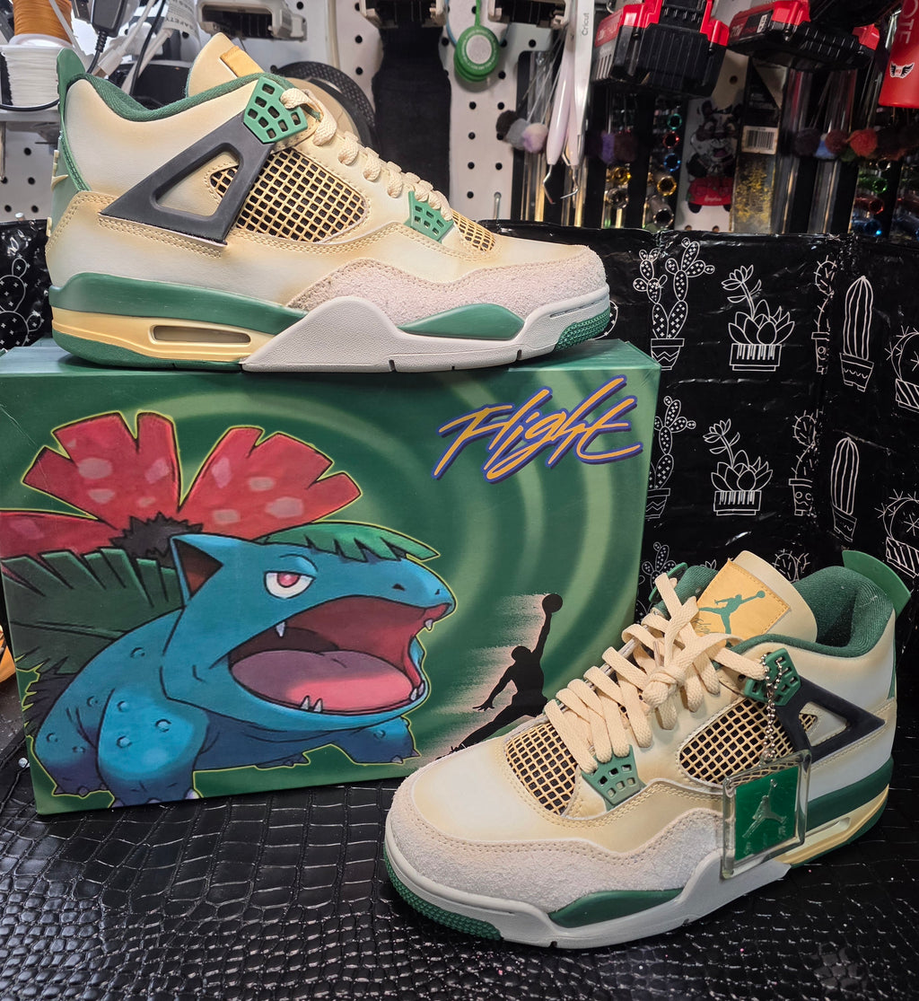 Jordan 4 “Pokémon – Venusaur Inspired” – Fantasy Lineup – US 11 – New – Character Box Included