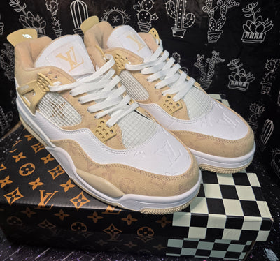 Jordan 4 “LV Beige.” Fantasy Designer Collab US 11 — New (Custom Box Included)