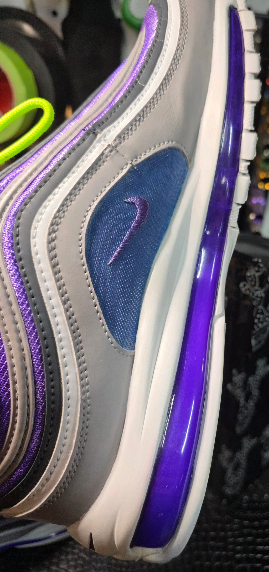 Custom “Walk on Water – Aurora Glow Edition” — One‑Off Custom — Purple/Teal/Gray/White — Glow‑in‑the‑Dark Liquid‑Infused Air Units — US 11