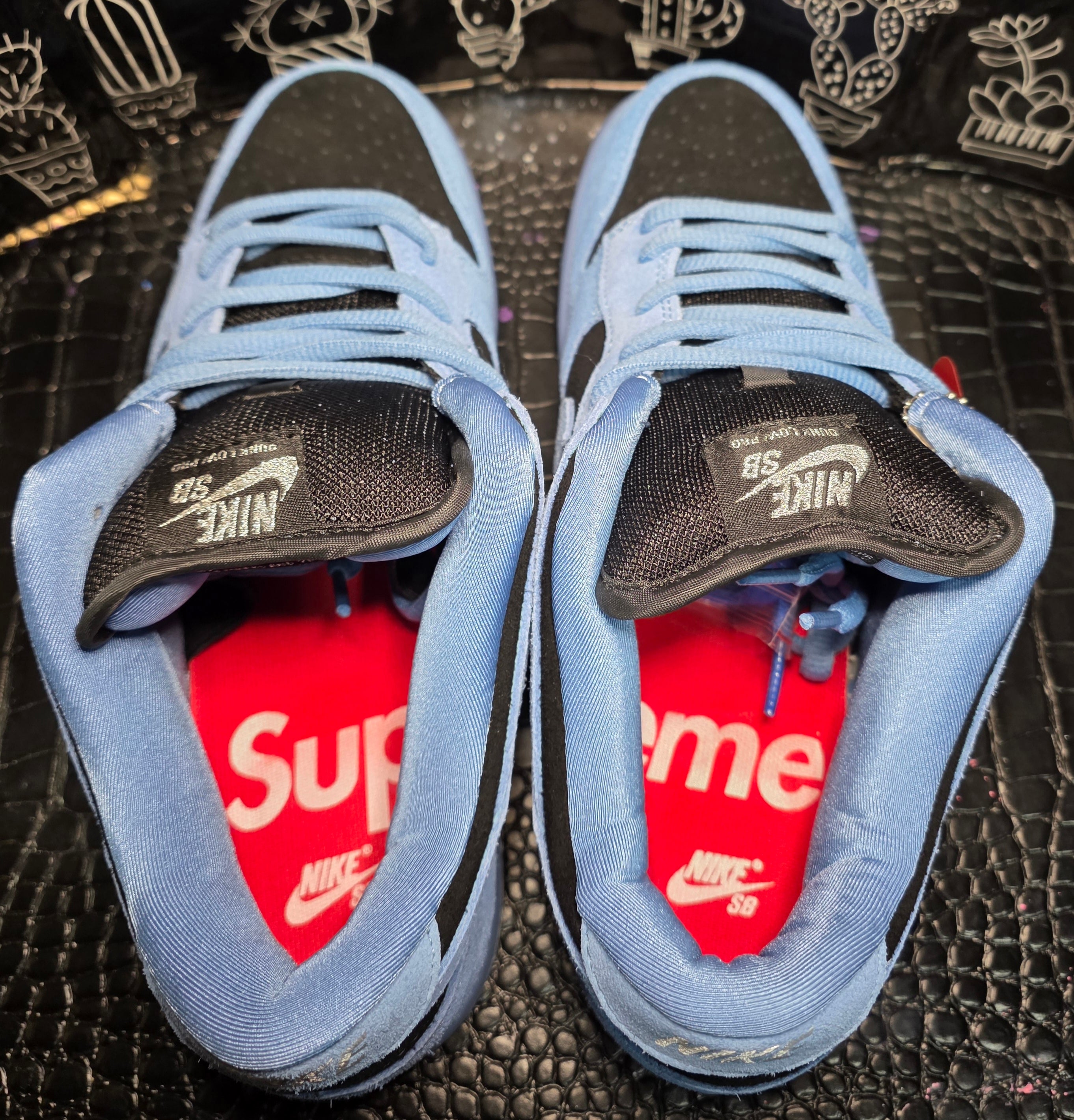 Nike SB Dunk Low “Supreme Carolina Blue/Black Suede” — Design Inspired — US 11