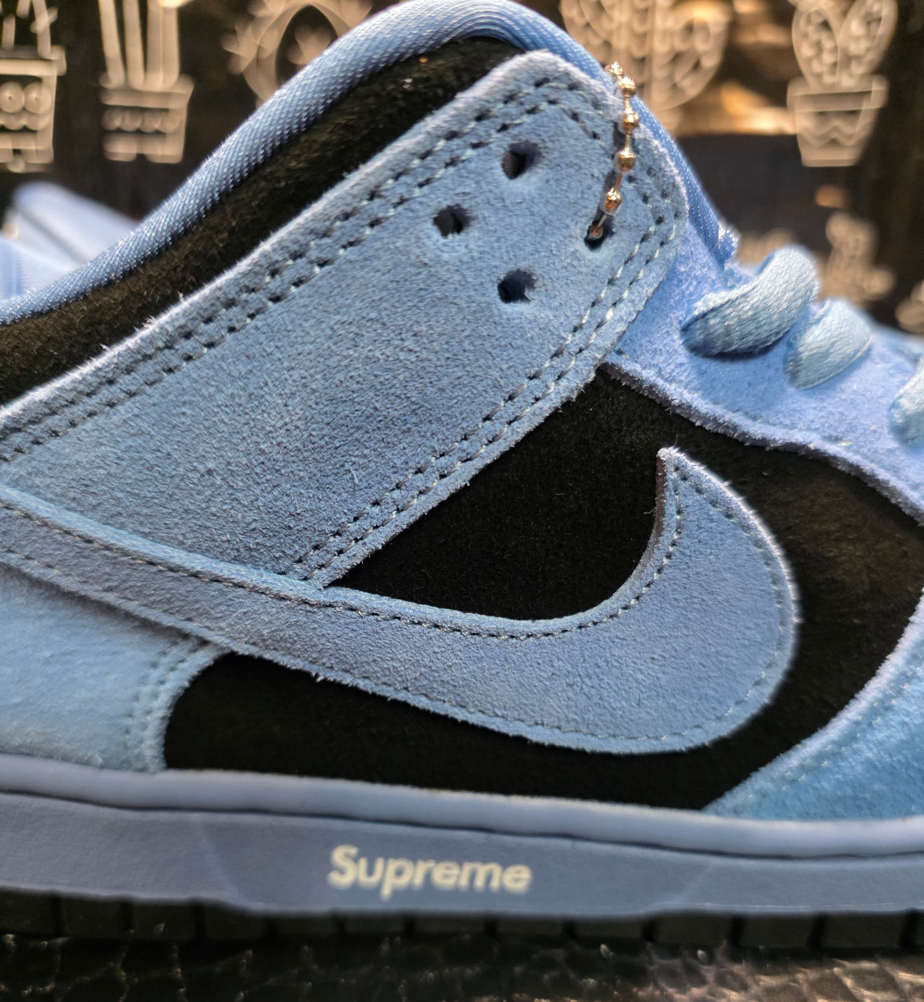 Nike SB Dunk Low “Supreme Carolina Blue/Black Suede” — Design Inspired — US 11