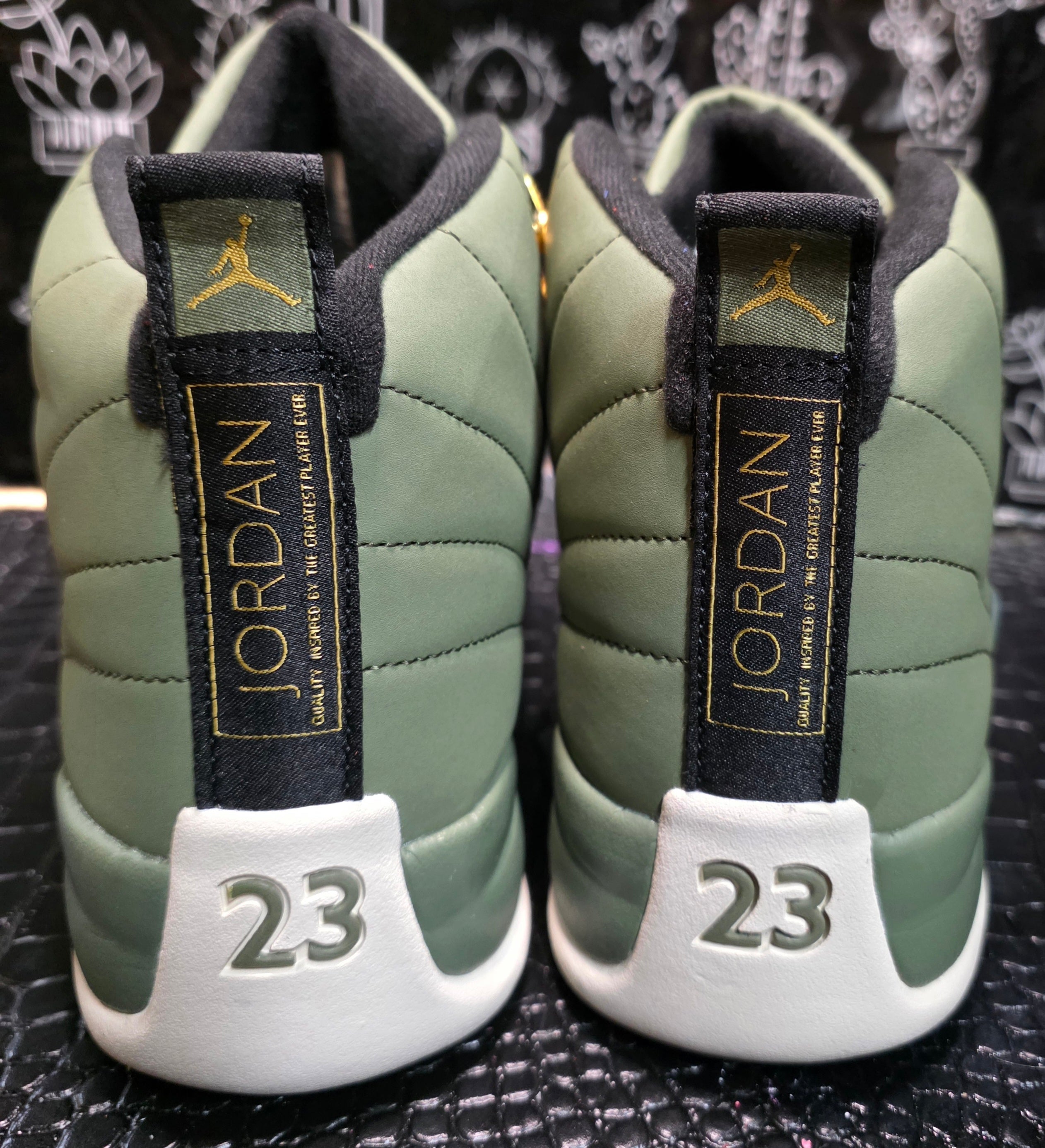 Jordan 12 “Olive” — Chris Paul Class of 2003 PE (Design‑Inspired) — US 11 — Like New