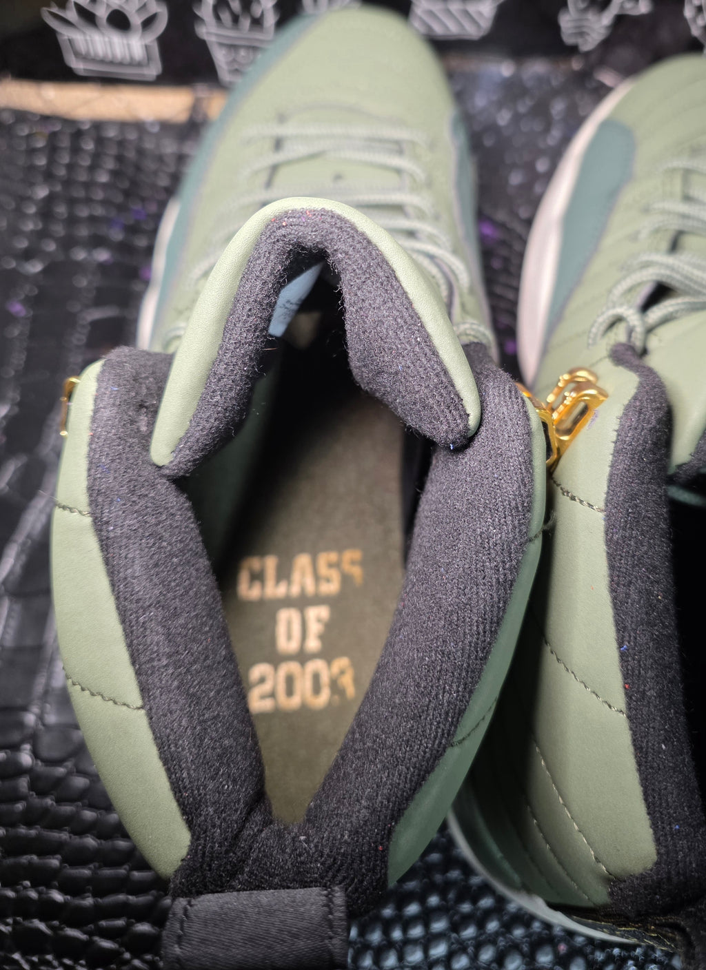 Jordan 12 “Olive” — Chris Paul Class of 2003 PE (Design‑Inspired) — US 11 — Like New