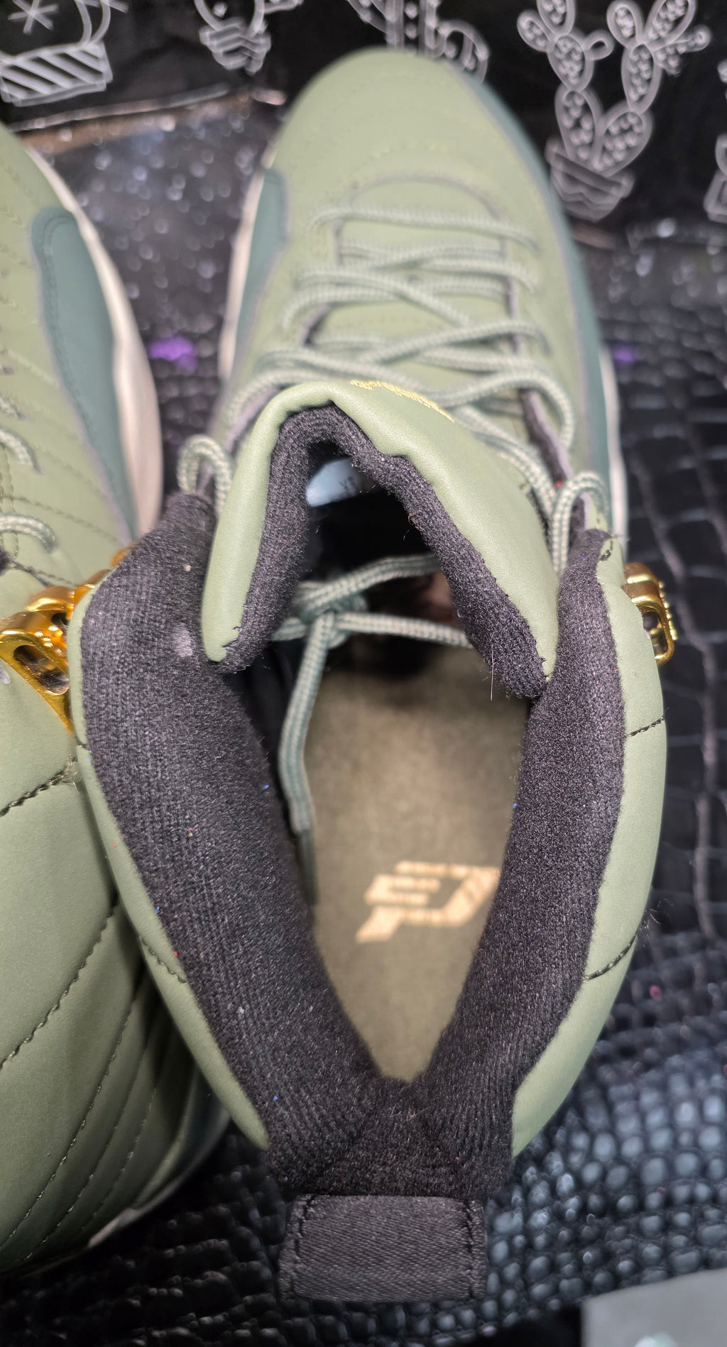 Jordan 12 “Olive” — Chris Paul Class of 2003 PE (Design‑Inspired) — US 11 — Like New