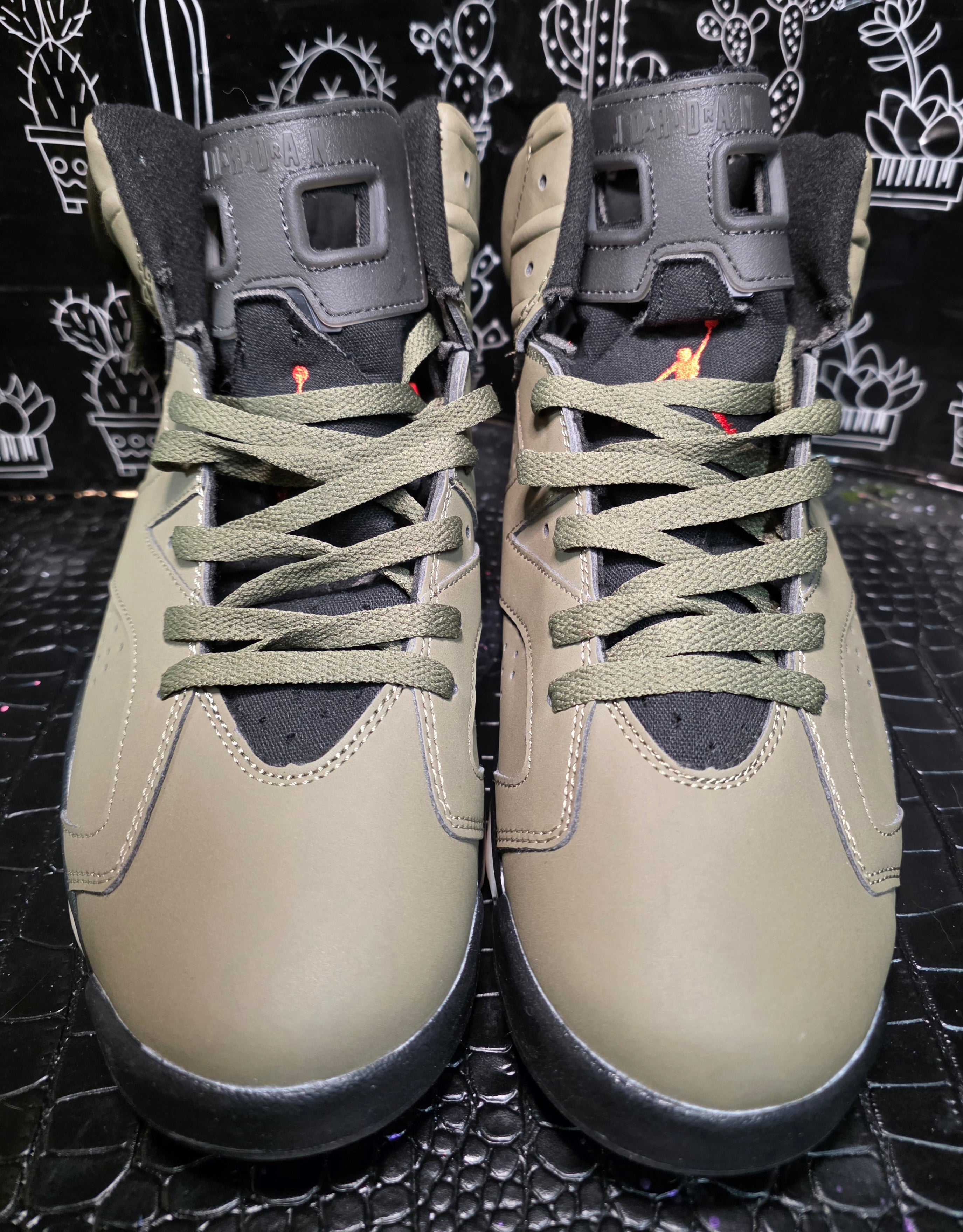Jordan 6 Design Inspired (Travis Scott - "Cactus Jack-Olives") — US 11