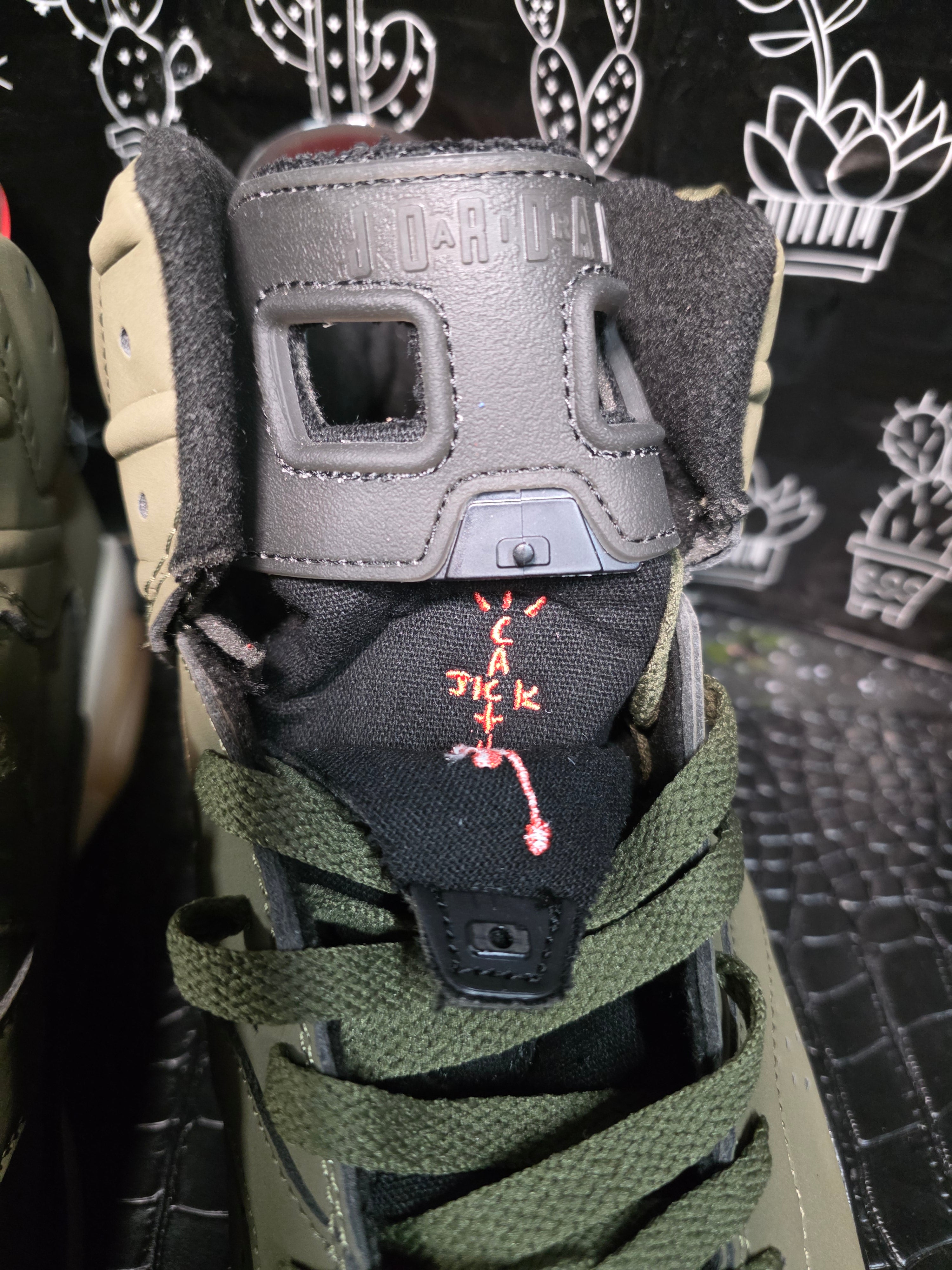 Jordan 6 Design Inspired (Travis Scott - "Cactus Jack-Olives") — US 11