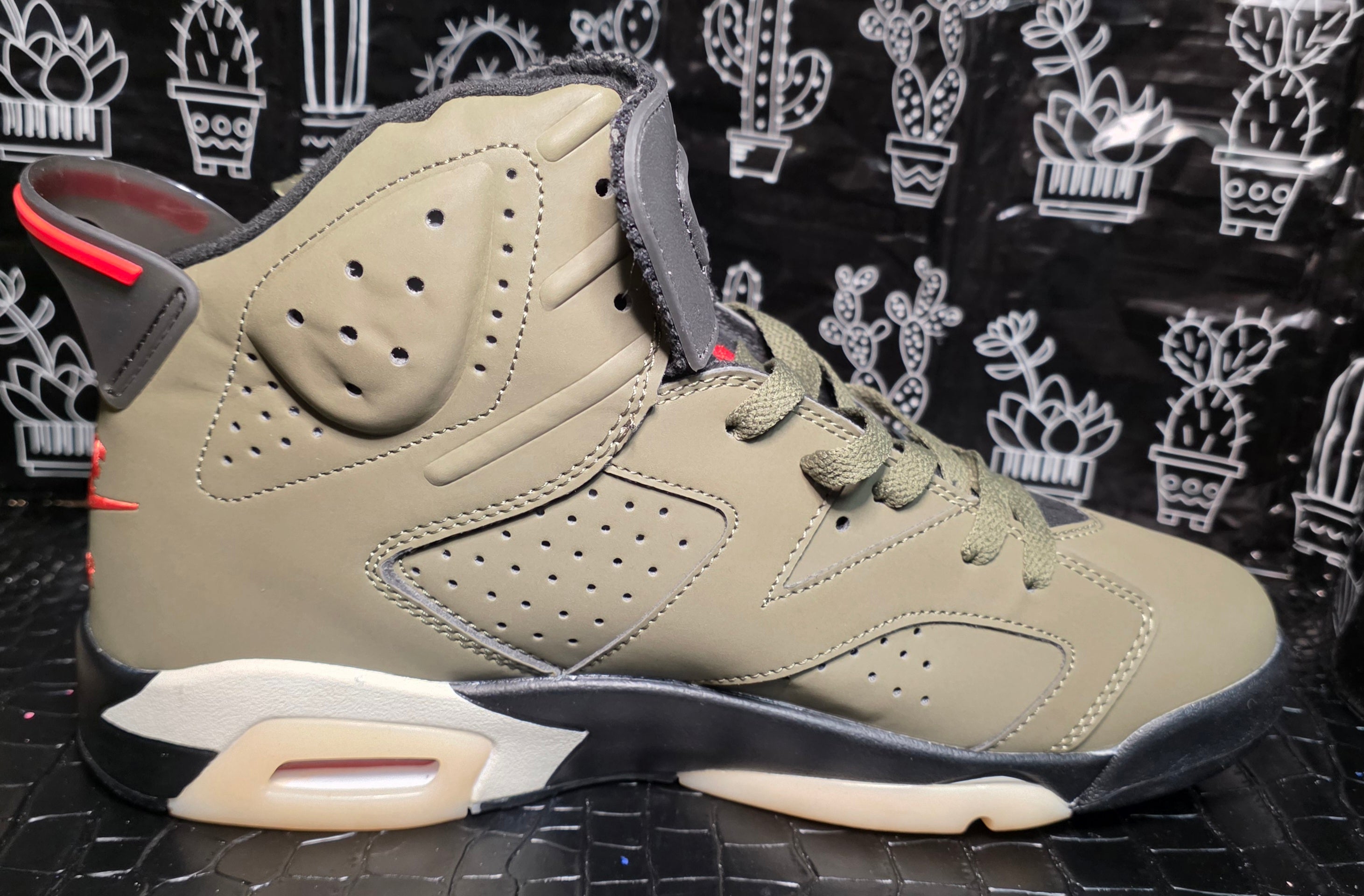 Jordan 6 Design Inspired (Travis Scott - "Cactus Jack-Olives") — US 11