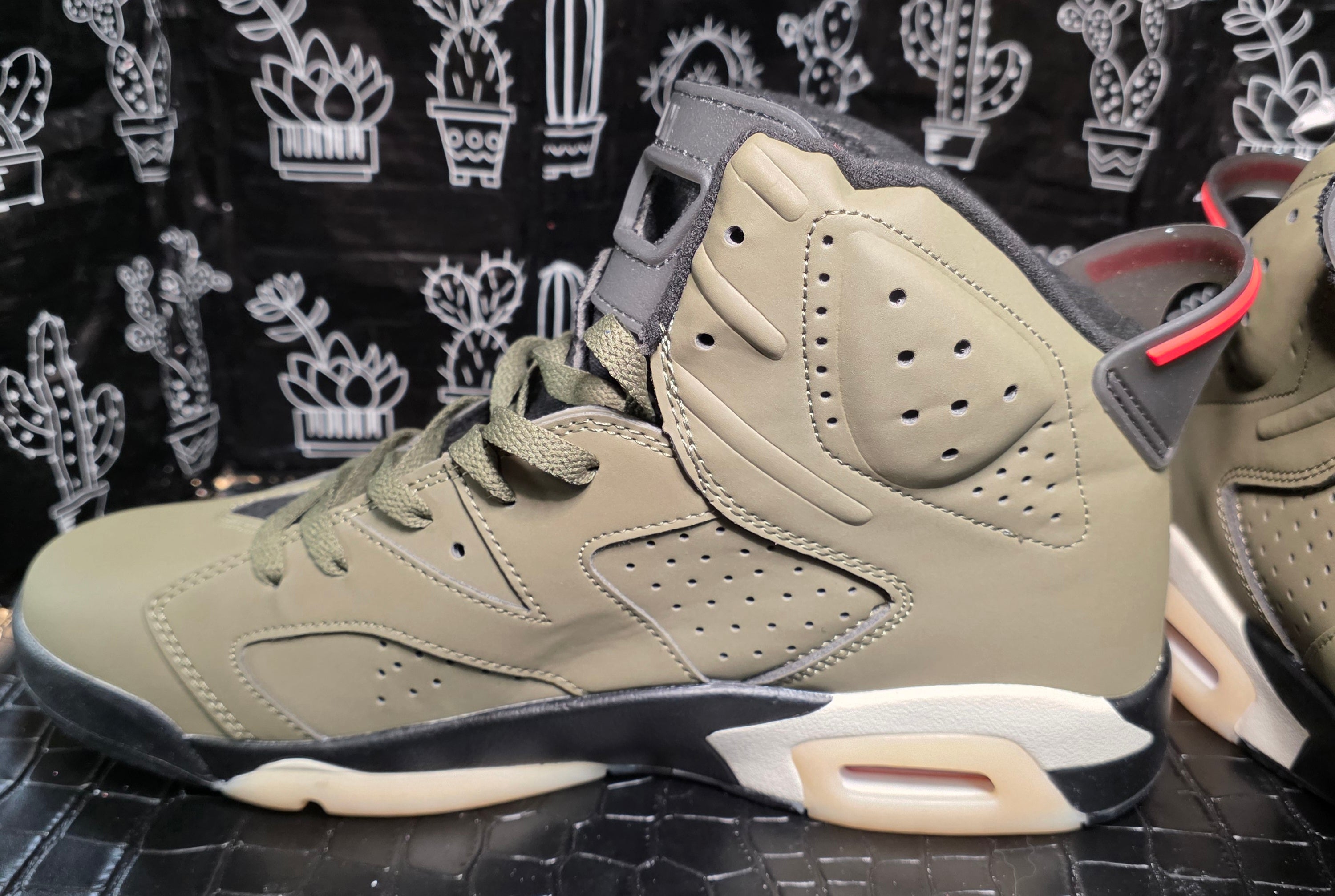 Jordan 6 Design Inspired (Travis Scott - "Cactus Jack-Olives") — US 11