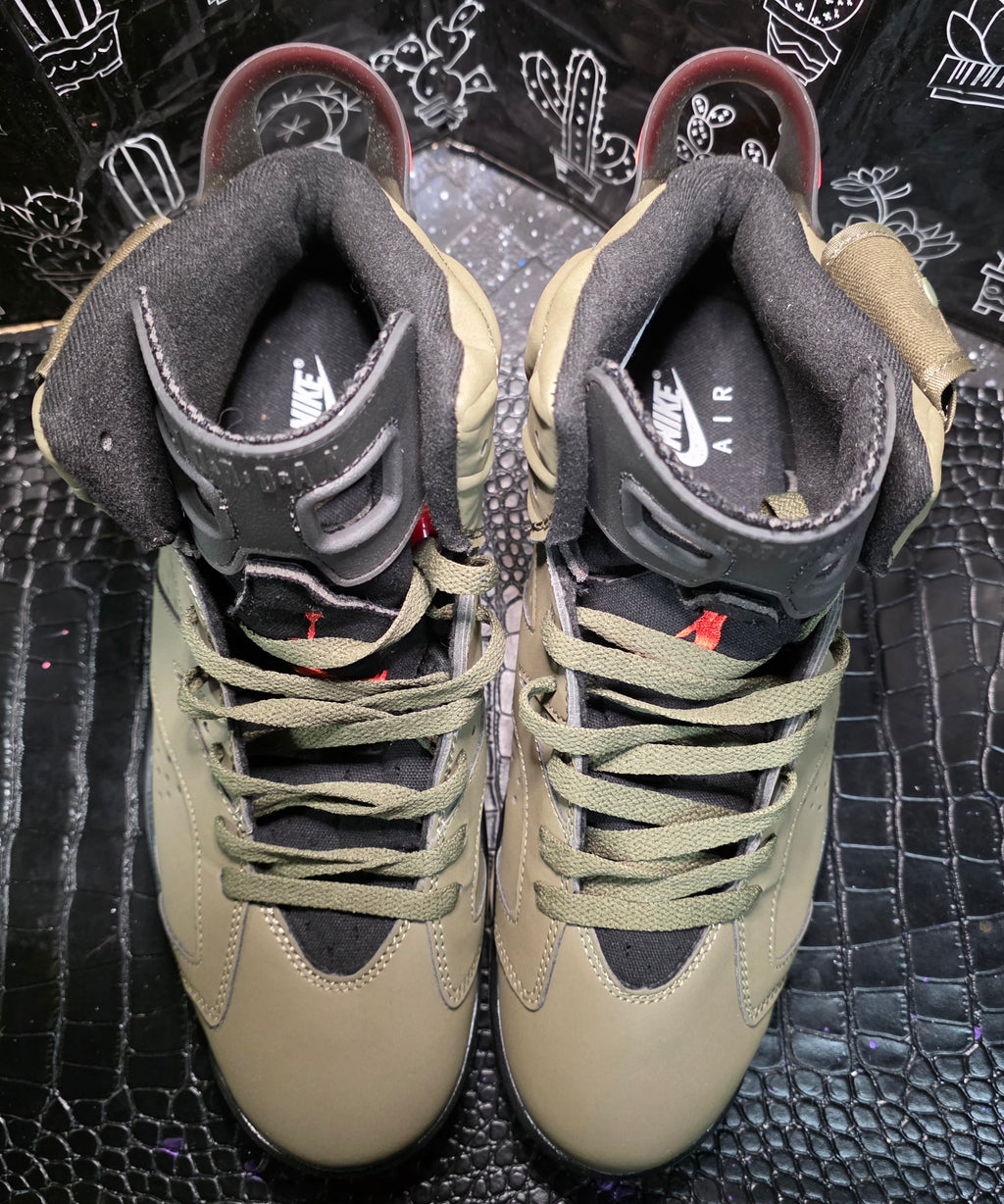 Jordan 6 Design Inspired (Travis Scott - "Cactus Jack-Olives") — US 11