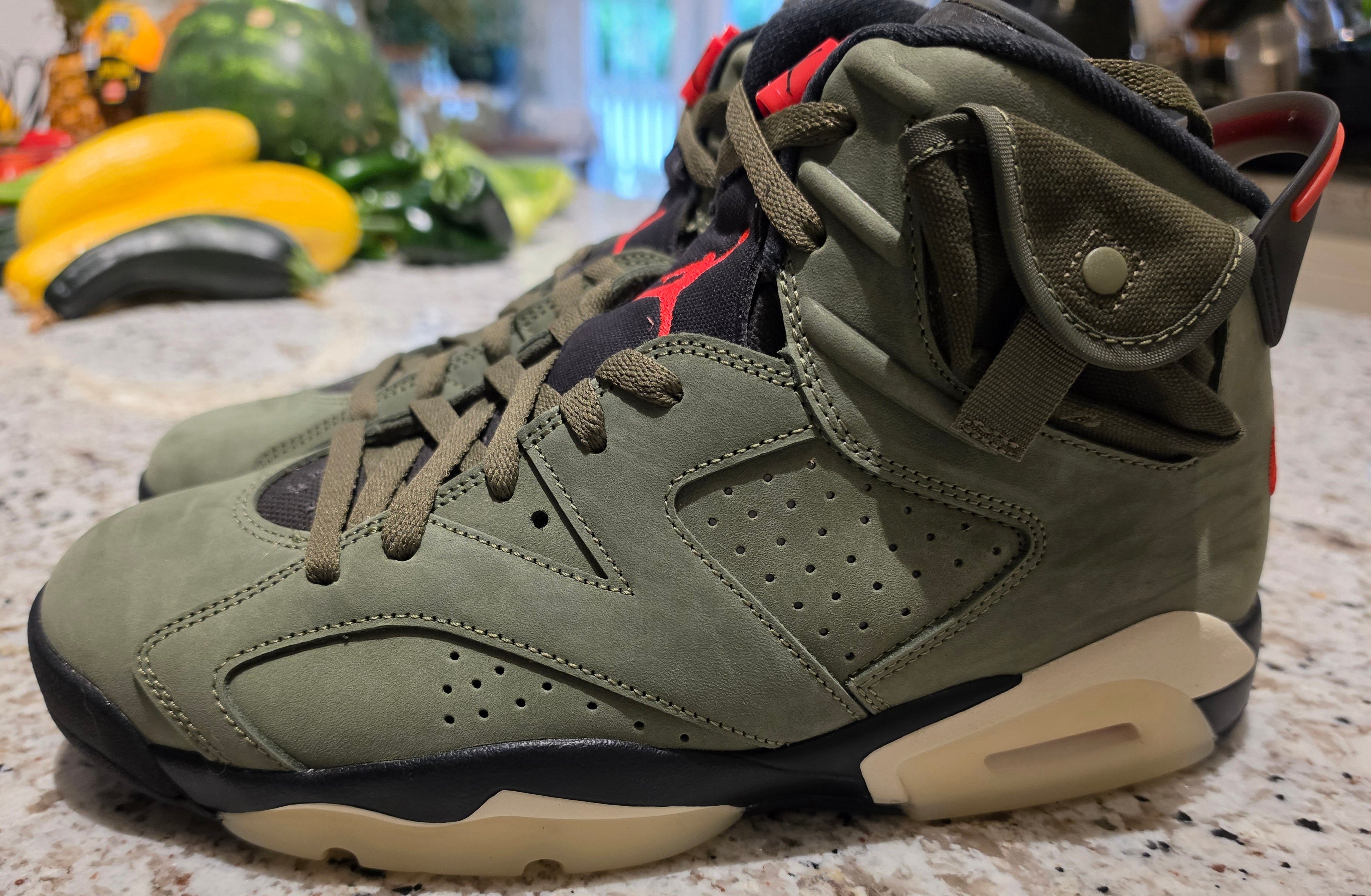 Jordan 6 - Design-Inspired "Cactus Jack Olive" Custom Tribute Build TS-JRDNS-049