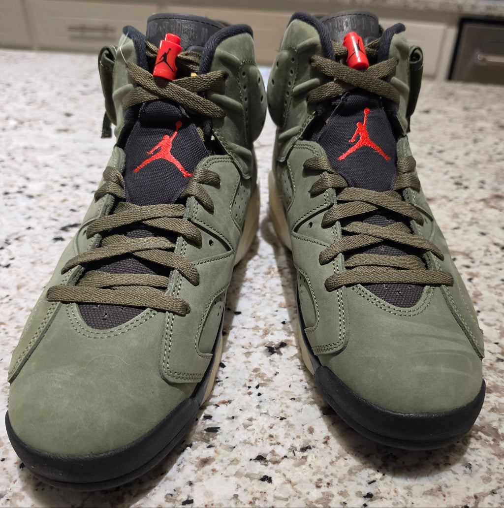 Jordan 6 - Design-Inspired "Cactus Jack Olive" Custom Tribute Build TS-JRDNS-049