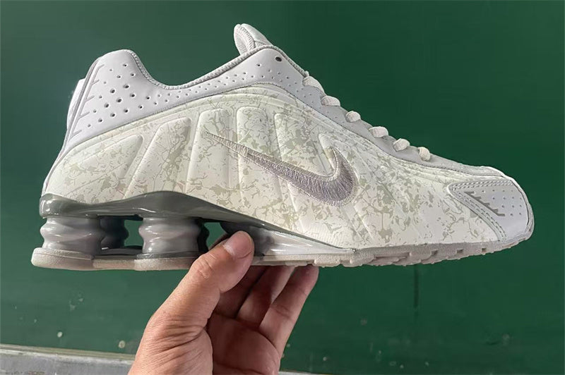 Nike Shox R4 – Design-Inspired "Triple White Floral" Custom Tribute Build SX-015