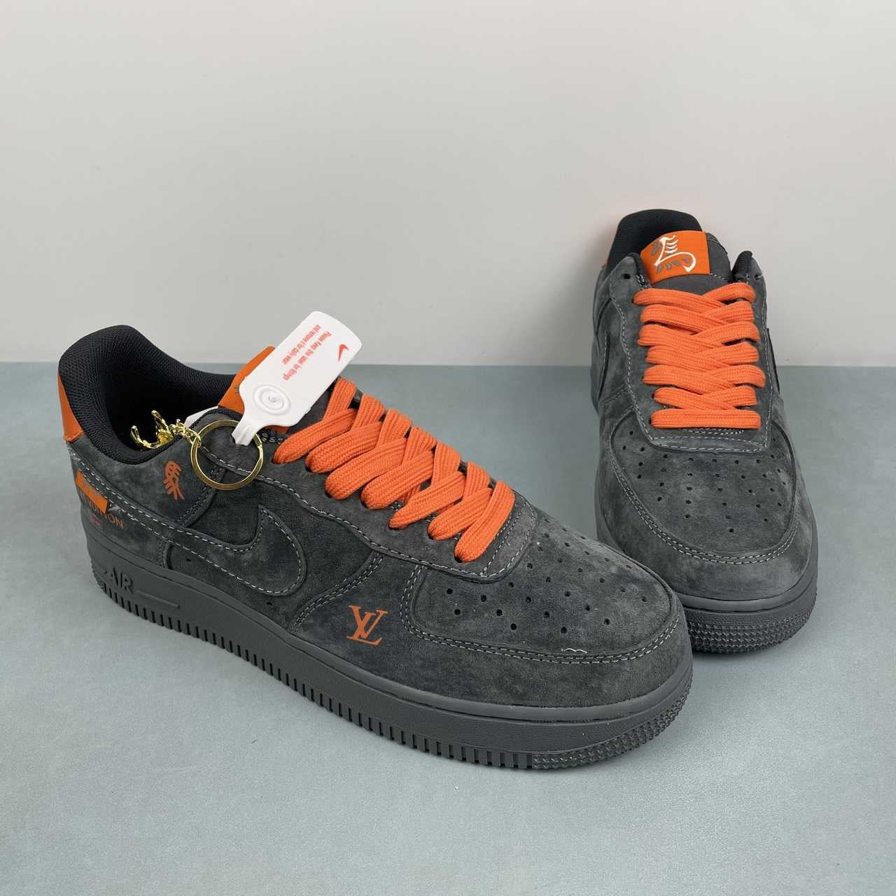 Air Force 1 – Design-Inspired "LV-Collab" Charcoal/Orange Fantasy Build AF1-032