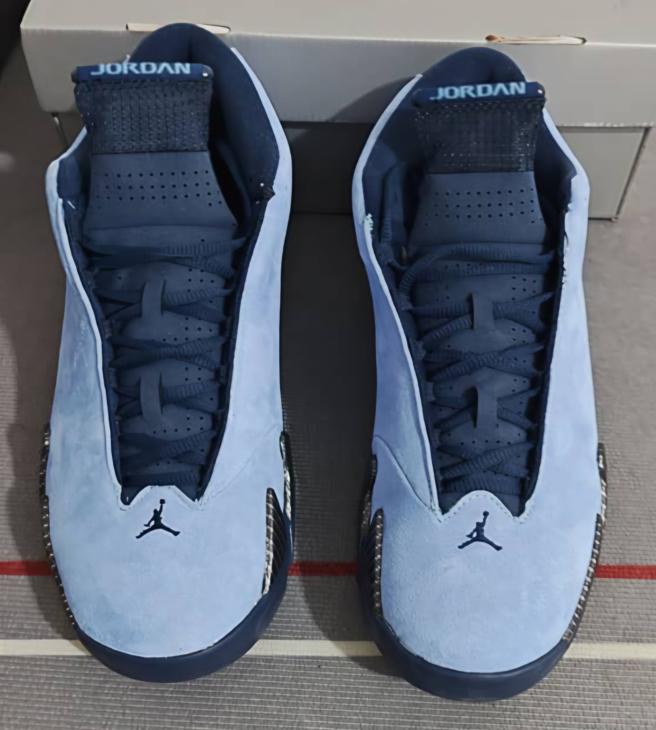 Jordan 14 - Design-Inspired “UNC-PE"  Custom Tributes — AJ14‑UNCPE‑1409