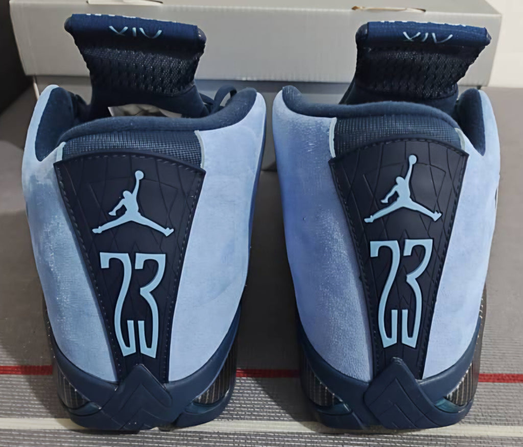 Jordan 14 - Design-Inspired “UNC-PE"  Custom Tributes — AJ14‑UNCPE‑1409