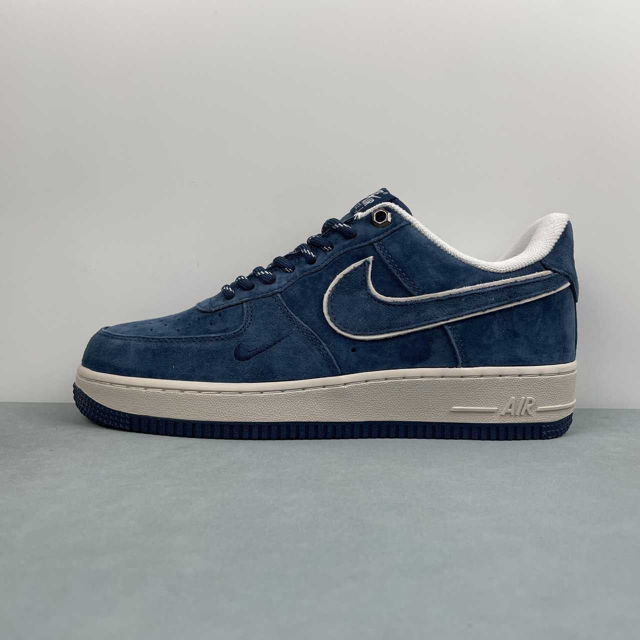 Air Force 1 – Design-Inspired "Navy Suede" Navy/Cream Custom Tribute Build AF1-031