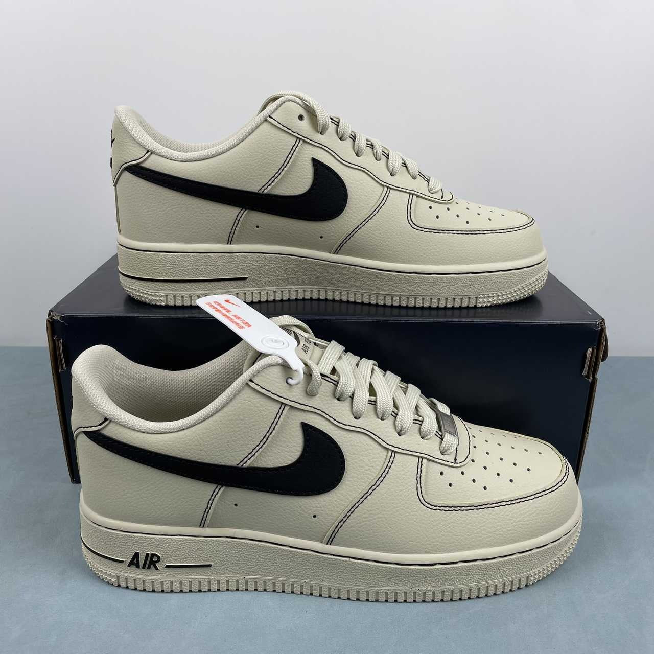 Air Force 1 – Design-Inspired "Light Bone/Black Stitch" Custom Tribute Build AF1-037