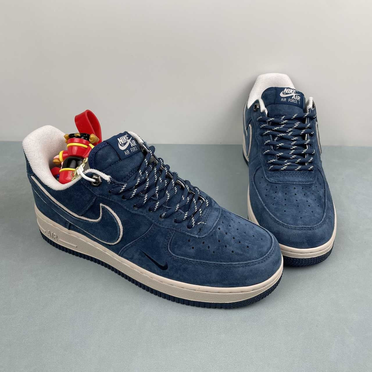 Air Force 1 – Design-Inspired "Navy Suede" Navy/Cream Custom Tribute Build AF1-031