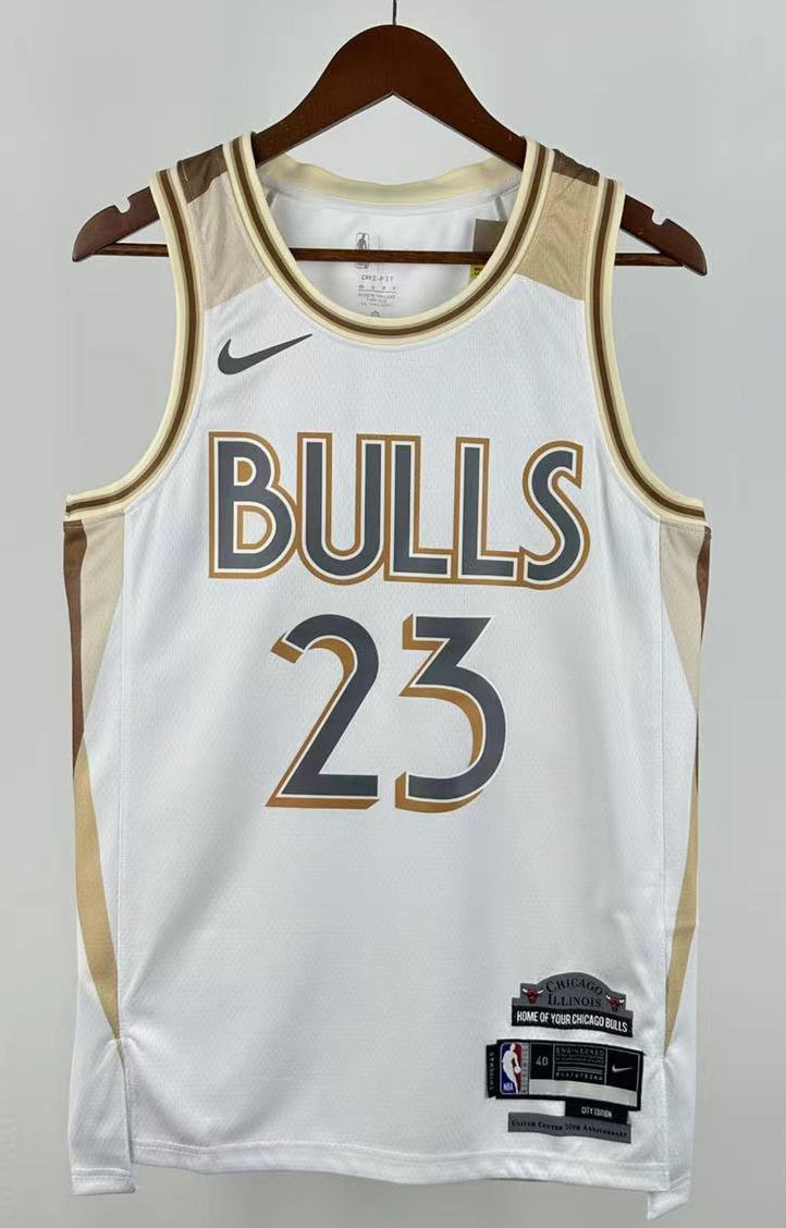 Chicago Bulls — Michael Jordan #23 City Edition Jersey (White/Gold)