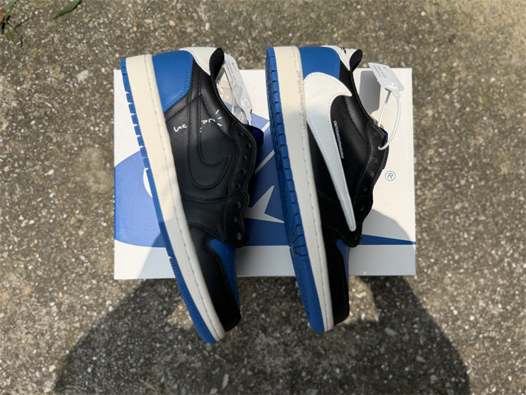 Air Jordan 1 Low OG – Design-Inspired "Travis Scott x Fragment Black Royal" Custom Tribute Build AJ1L-FRAGTS-001