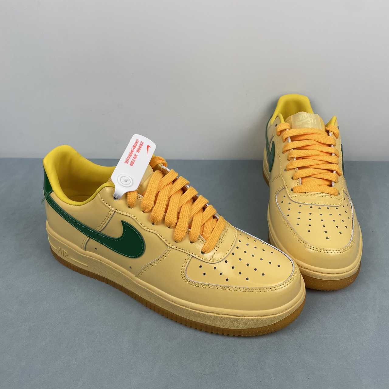 AF1-038 Vanilla Forest Patent – lateral profile showing AIR midsole text and full gum outsole