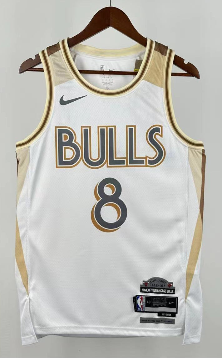 Chicago Bulls Zach LaVine #8 City Edition Jersey White Gold