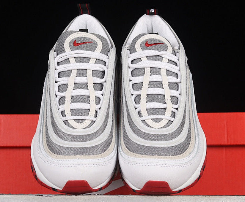 Nike Air Max 97 - Design-Inspired "White/Grey/Red" Custom Tribute AM97-WHTGRYRED-041