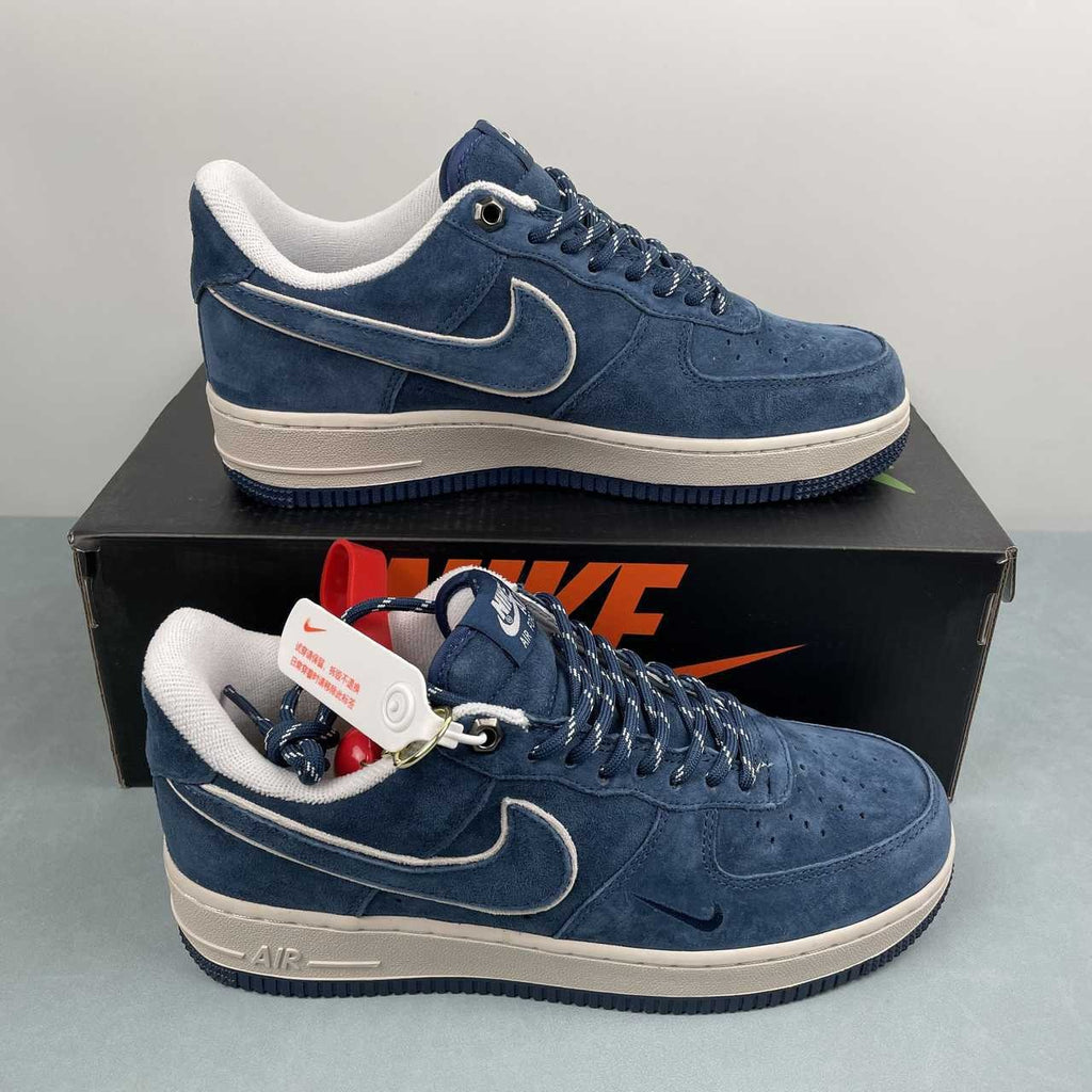 Air Force 1 – Design-Inspired "Navy Suede" Navy/Cream Custom Tribute Build AF1-031