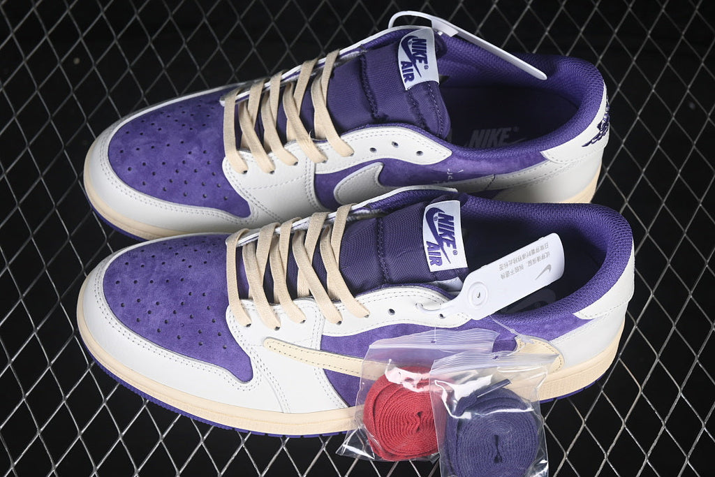 Jordan 1 Low Design-Inspired Court Purple - top view with extra laces
