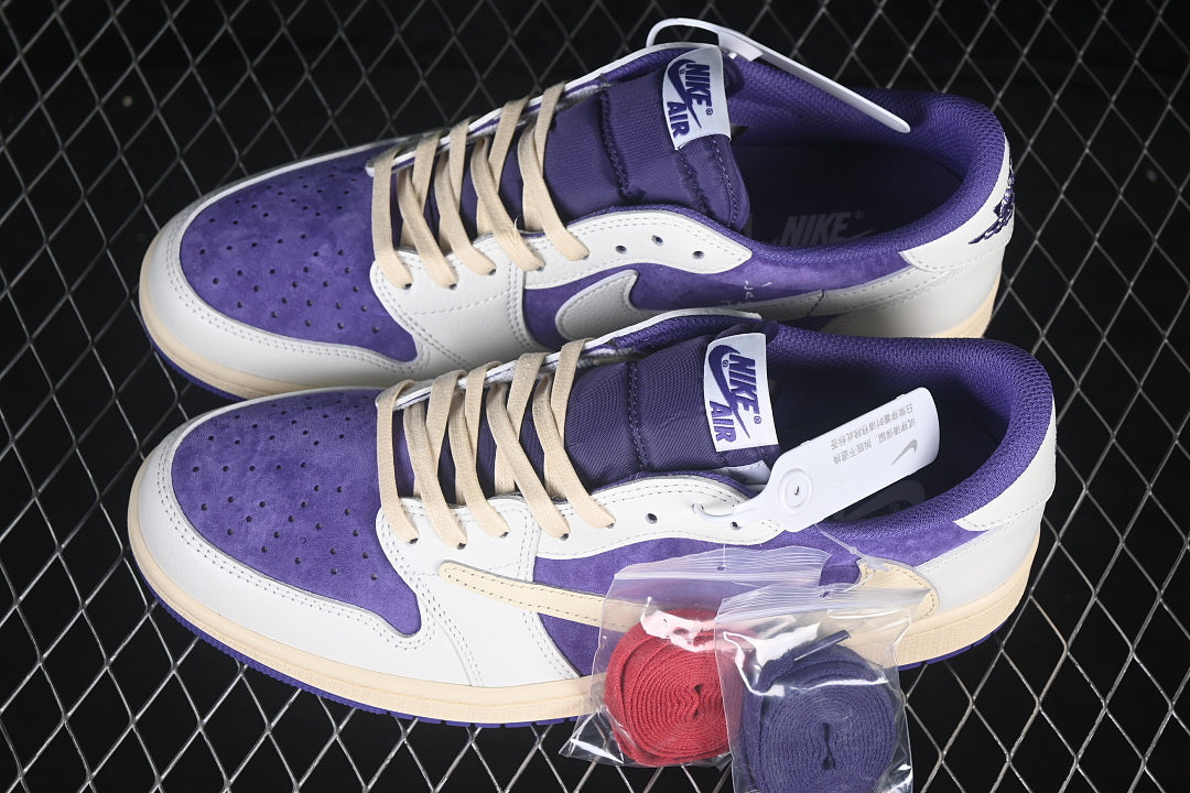 Jordan 1 Low Design-Inspired Court Purple - top view with extra laces
