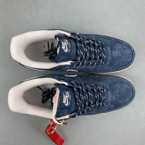Air Force 1 – Design-Inspired "Navy Suede" Navy/Cream Custom Tribute Build AF1-031