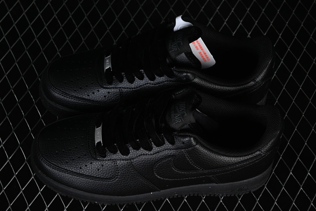 Nike Air Force 1 “Triple Black Tumbled” — Black — Design‑Inspired - AF1‑004