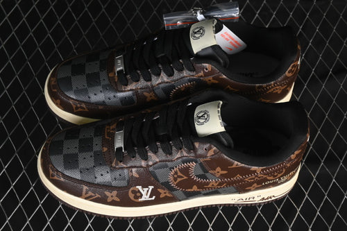 Air Force 1 Low – Design-Inspired “LV – Dual Print" Brown / Checker - Custom Tribute Build AF1-012
