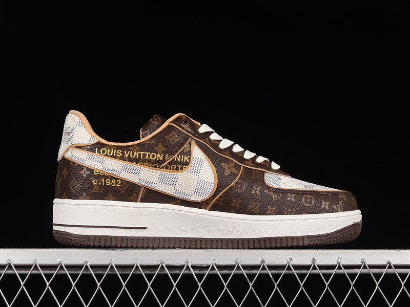 Nike Air Force 1 “LV Tribute – Brown &amp; White” — Design‑Inspired - AF1‑013