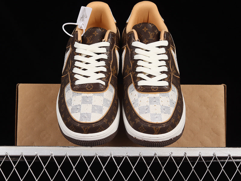 Nike Air Force 1 “LV Tribute – Brown &amp; White” — Design‑Inspired - AF1‑013