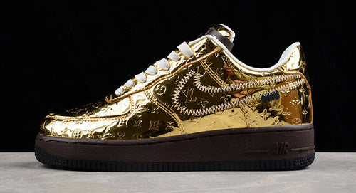 Air Force 1 Low – Design-Inspired “LV – Gold Monogram” Custom Tribute Build AF1-014