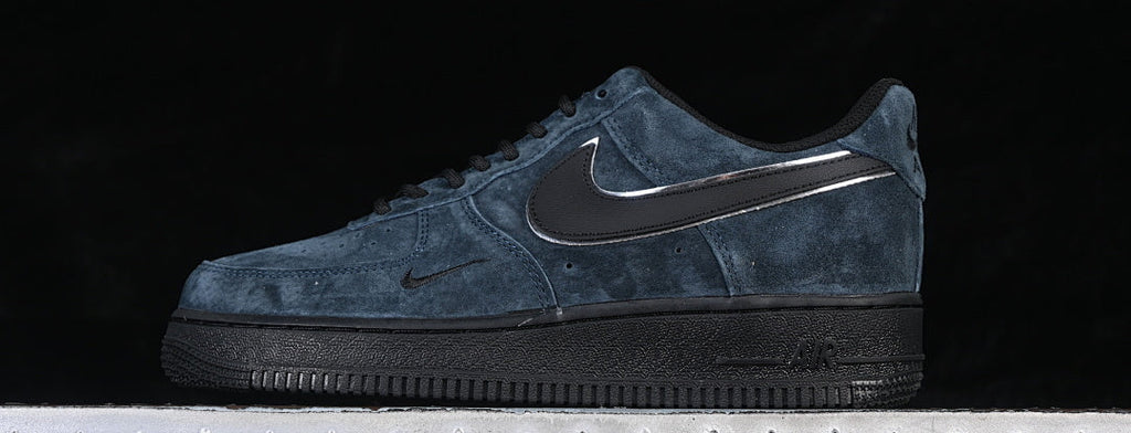 Nike Air Force 1 “Midnight Mirror” — Navy / Black / Silver — Design‑Inspired - AF1‑017